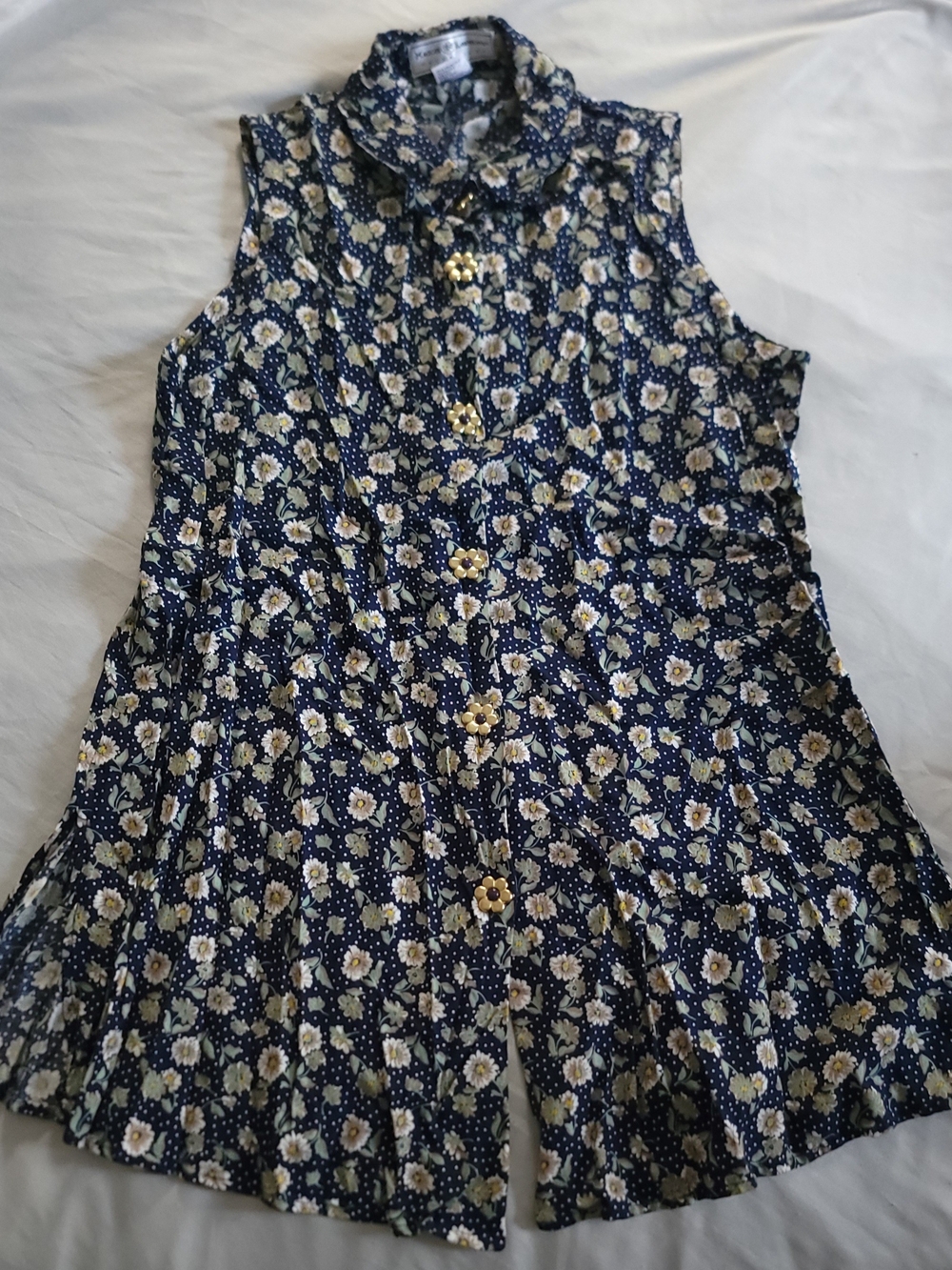 Women's Navy Floral Button-Front Blouse